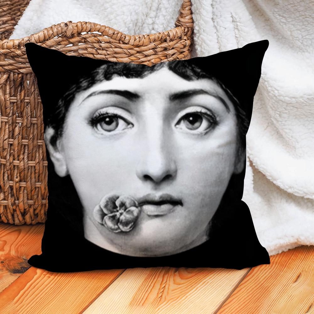 Polyester Girl Face Cushion Cover Beauty Pillow Case Home Cushion Cover Suitable For Office Sofa Car Suitable For All Seasons
