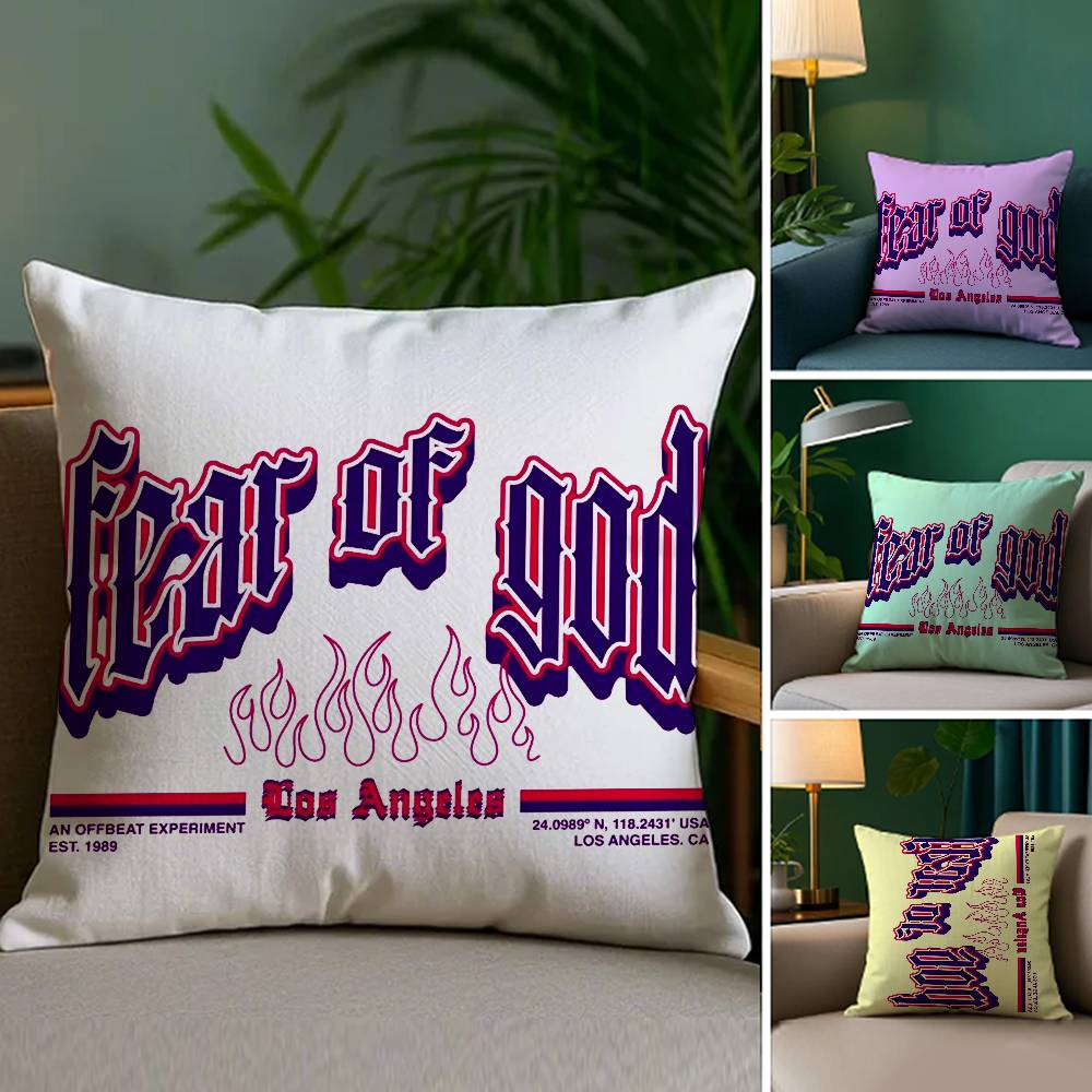 F-Fear of G-God Pillow Case Sofa and Living Room Decorative Cushion Covers Dust-proof and Mite-proof Invisible Zipper