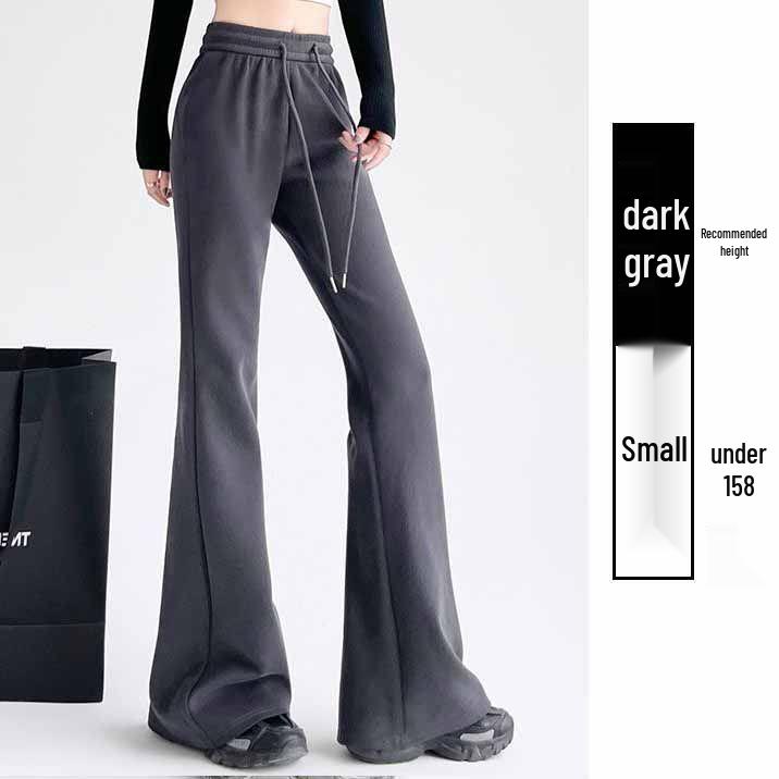 

Slightly Spicy Women s High-Waisted Grey Bell Bottom Sports Sweatpants - Petite, Slimming, 2025 New Arrival L (56-62 kg)