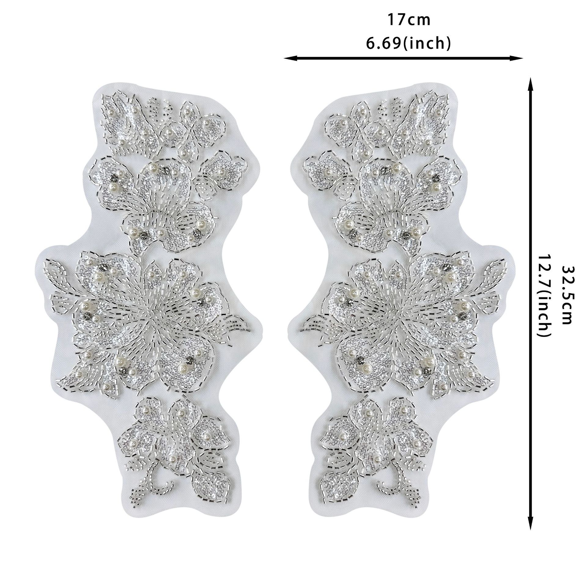 

Тяжелая промышленность Сетка Ручная работа Бисером Пайетки Пара цветов Свадебное платье Танцевальное платье Декоративные аксессуары Тканевая наклейка Одежные аксессуары H8028 a pair of white beads
