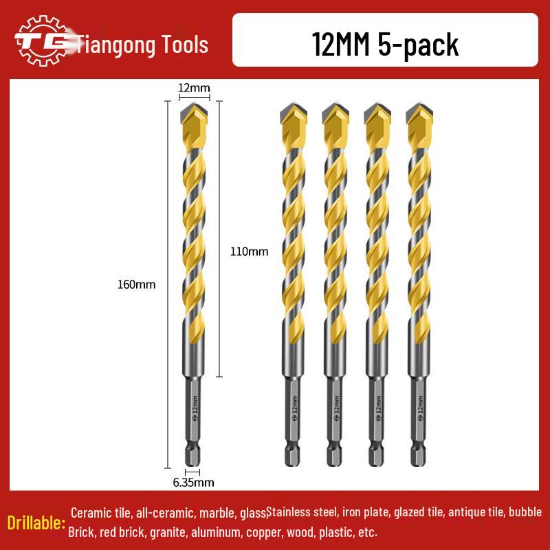 Tiangong Hex Shank Triangle Drill Bit for Concrete, Cement, and Brick Walls