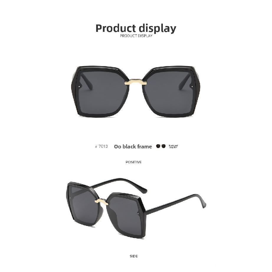 Women's Polarized Sunglasses for Driving, European and American Trendy Fashion Retro Large Frame Sunglasses, Black Frame UV400