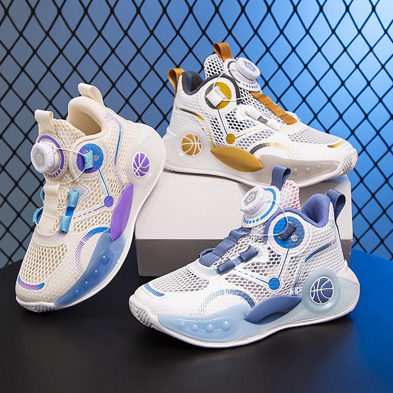2025 summer breathable hollow mesh children's rotating dunk sneakers boys lightweight sneakers girls running shoes