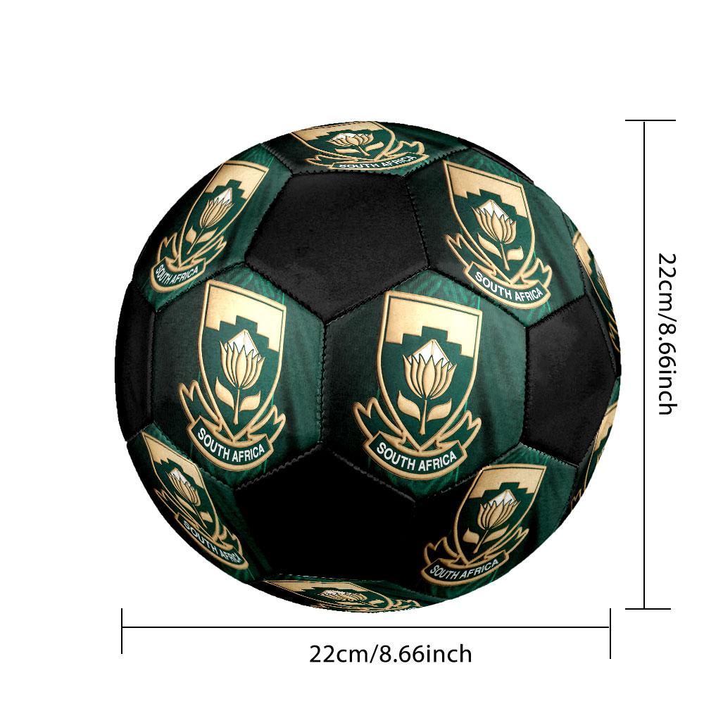 South Africa National Football Size 5 Soccer Ball, Machine-Stitched PVC, Durable & High Bounce, All Ages Fit, Fan Merchandise, Matches & Outdoor Use.