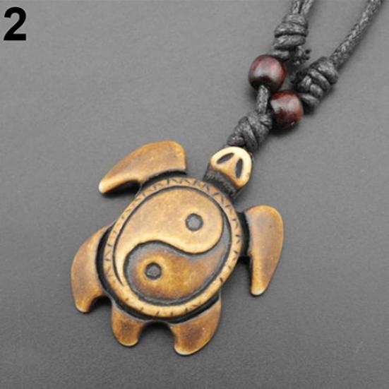 Retro Dames Heren Faux Bone Waxkoord Yin Yang Tai Chi Schildpad Hanger Ketting Cadeau
