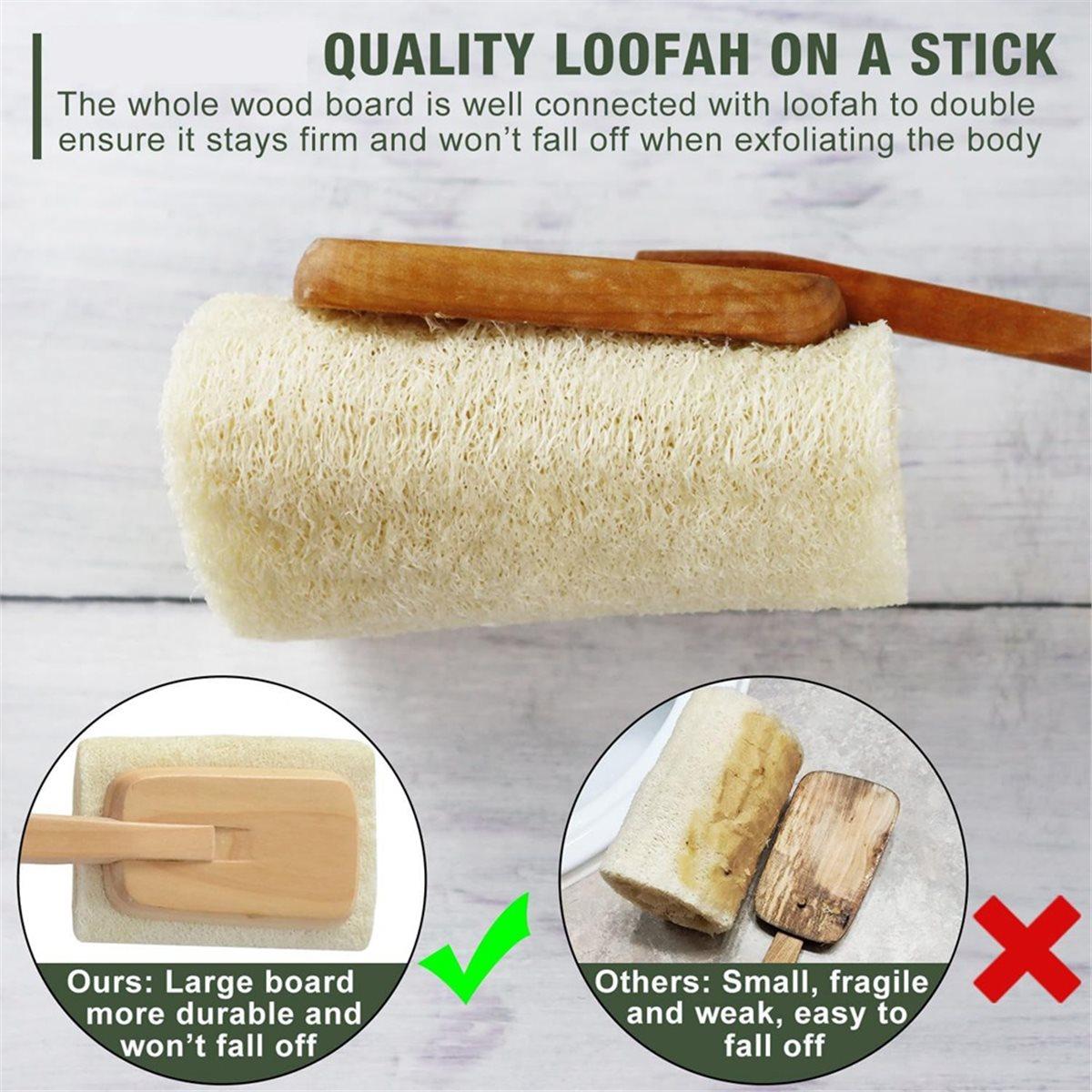 

2 Pack Exfoliating Loofah Luffa Loofa Bath Brush on A Stick, Shower Sponge Back Scrubber with Long Wooden Handle China Mainland