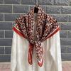 Retro Floral Japanese Style Cotton Linen Square Scarf - Women's Fashionable High-End Versatile Silk Feel Scarf