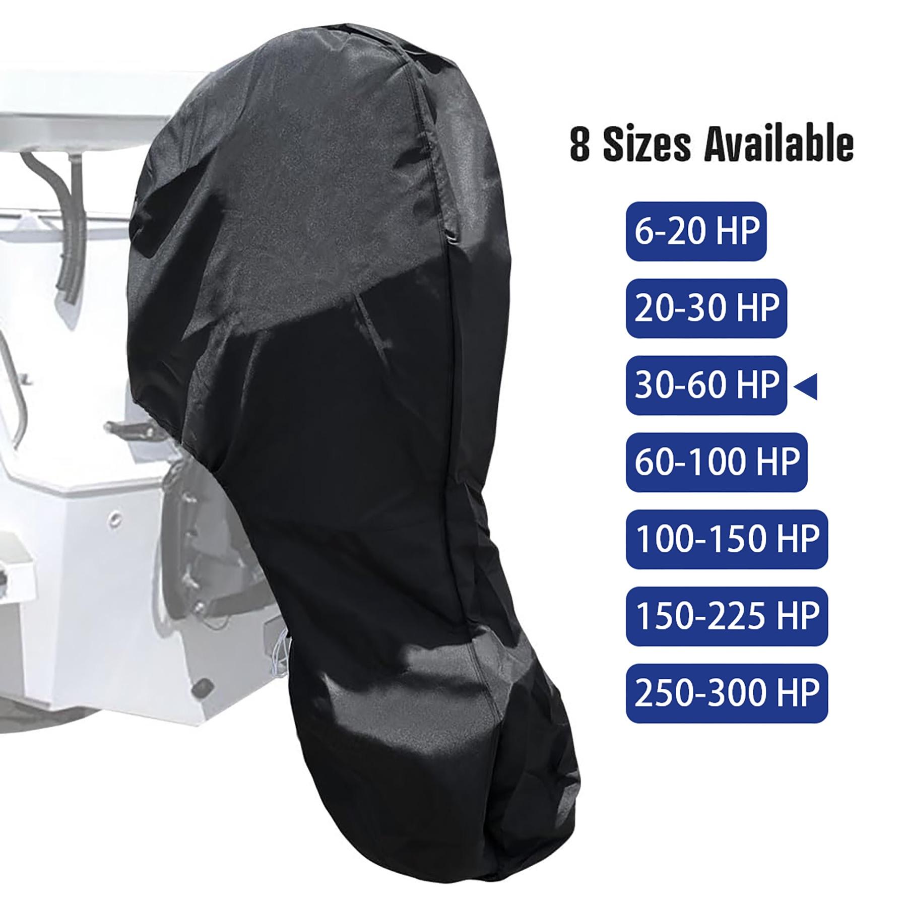 Boat Motor Cover High Density Waterproof Outboard Engine Cover Black 30HP-60HP 30-60HP