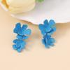 New double-layer small fresh and colorful flowers with two earrings, simple and versatile fashionable women's earrings wholesale