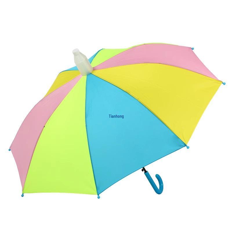 Children's Waterproof Rainbow Umbrella: Solid Color, Fresh Style, Sunscreen, Automatic, Long Handle