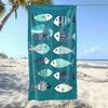 Coastal Geometric Fish Beach Towel Illustrated Style Minimalist Sea Fish Print Soft Absorbent Quick Dry Towel for Beach