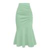 Women Fishtail Skirt High Waist Slim Fit Hip Wrapped Midi Skirt with Large Hem Solid Color Office Lady Skirt