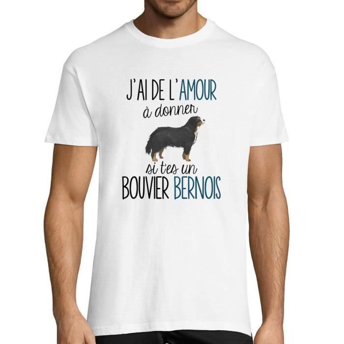 T-shirt Homme - Bouvier Bernois - Col Rond - Coton - Manches Courtes - Humour Fun