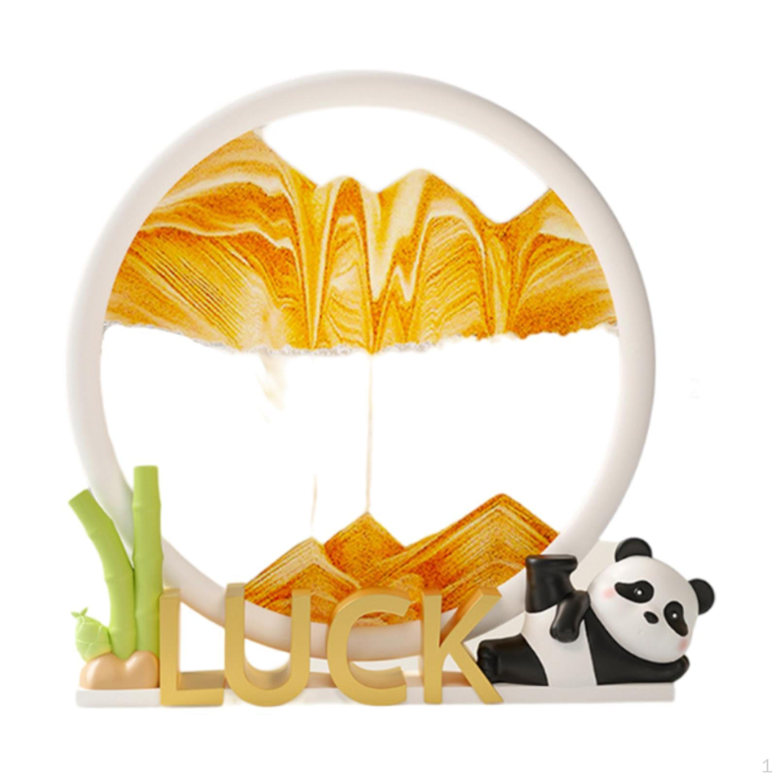 

3D-арт из струящегося песка с фигуркой панды для бара и офиса оранжевый