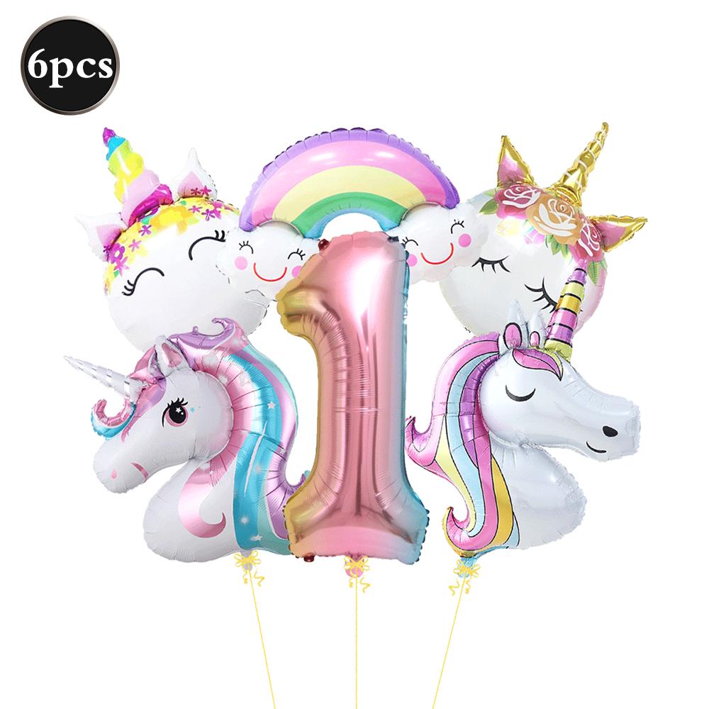 Unicorn Birthday Party Supplies Tableware Plates Cups Napkins Tablecloth Banner Foil Balloons Pastel Rainbow Baby Shower Decor