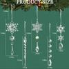 10Pcs Christmas Crystal Snowflake Ornaments Transparent Icicle Xmas Tree Hanging Pendant Christmas Decoration Home New Year 2025