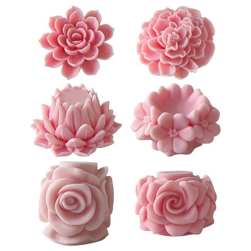 Flower Shaped Mould Silicone Scented Candle Mold 3D Aromatherapy Mould Home Decorations Mold Jewelry Making Tool