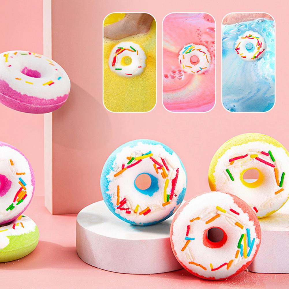 Doughnut Bath Salt Ball Essential Oil Bath Bubble Ball Aromatic Moisturizing Nourishing Skin Care Shower Ball Body Cleansing Self-Care Essential