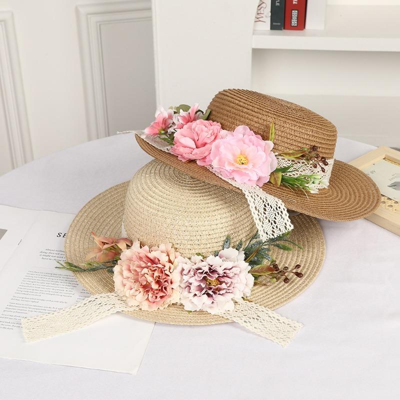 DIY Handmade Straw Hat Straw Shade Floral Fashion Shade Hat Leisure Activities Heavy Industry Flat Top Gift Hat