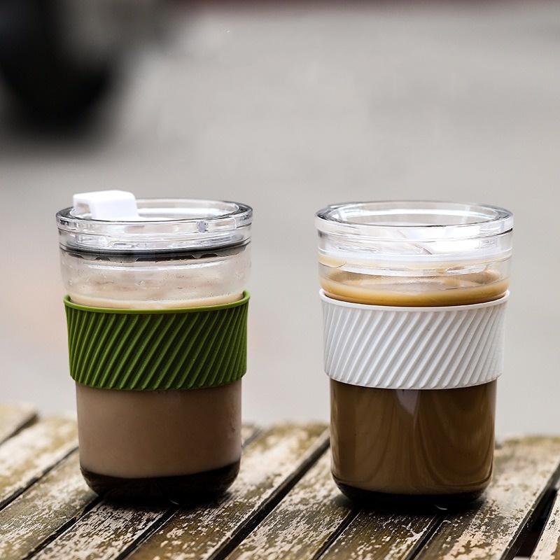 Tazza da Caffè Portatile da 460ml Tazza d'Acqua in Plastica Sigillabile con Coperchio Casa Ufficio Trasparente Tazza da Tè Tazze per Bevande Tazze Regalo