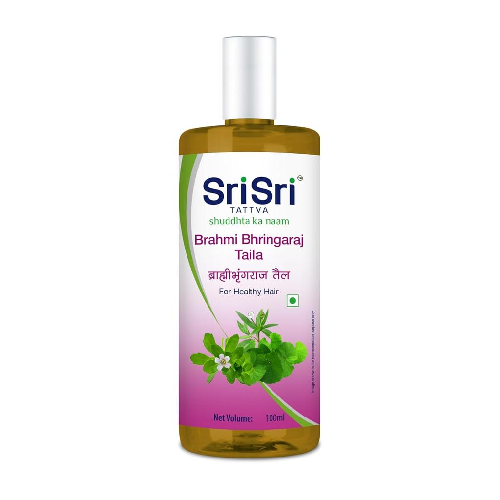 Sri Sri Tattva Brahmi Bhringaraj Hair Oil 100 Ml X Pack of 3 for Strong, Nourished, Dandruff-Free Hair Growth