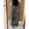 American Style Cement Gray High Waist Wide Leg Denim Jeans for Women - Plus Size Slimming Loose Fit (Autumn 2025)
