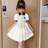 Girls Summer Polo Collar Short Sleeve Dress Preppy Pleated Skirt School Uniform For Big Kids