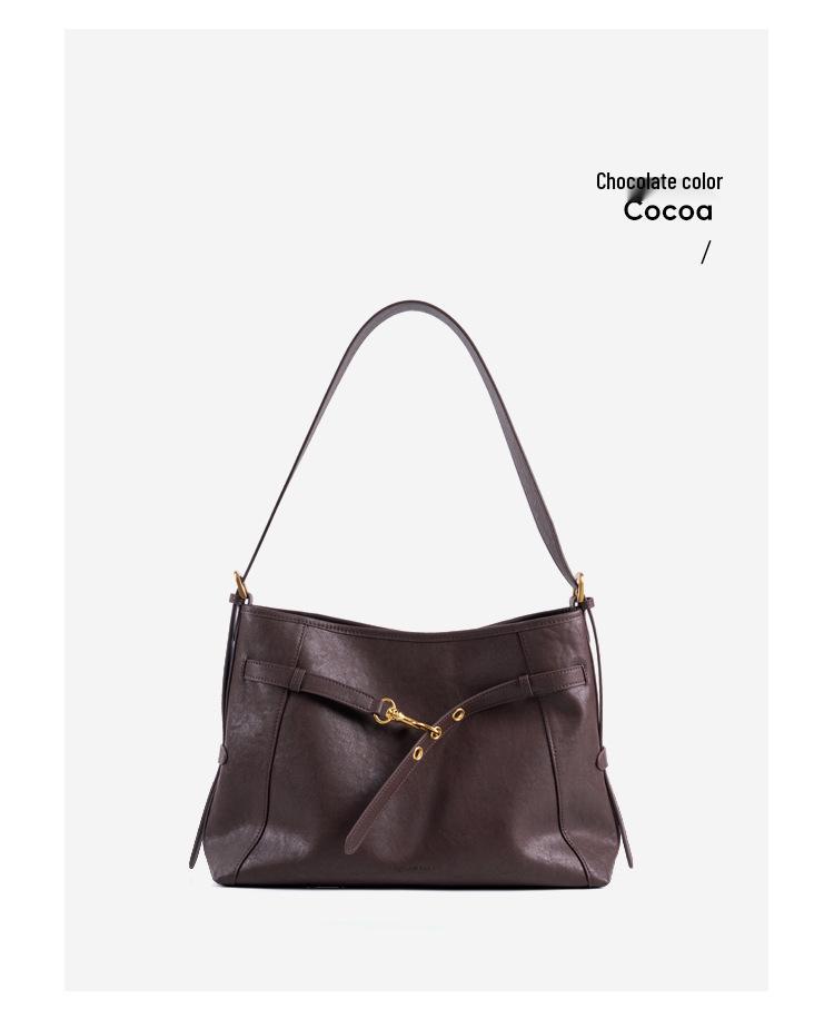 Genuine Cowhide Leather Tote Bag, Black, Crossbody Shoulder Bag for Women - Large Capacity, Simple Design for Work and Commute