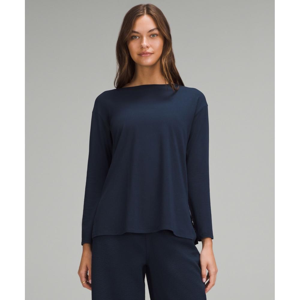 

Lululemon Рубашка свободного кроя с длинным рукавом и вырезом-лодочкой True Navy 8