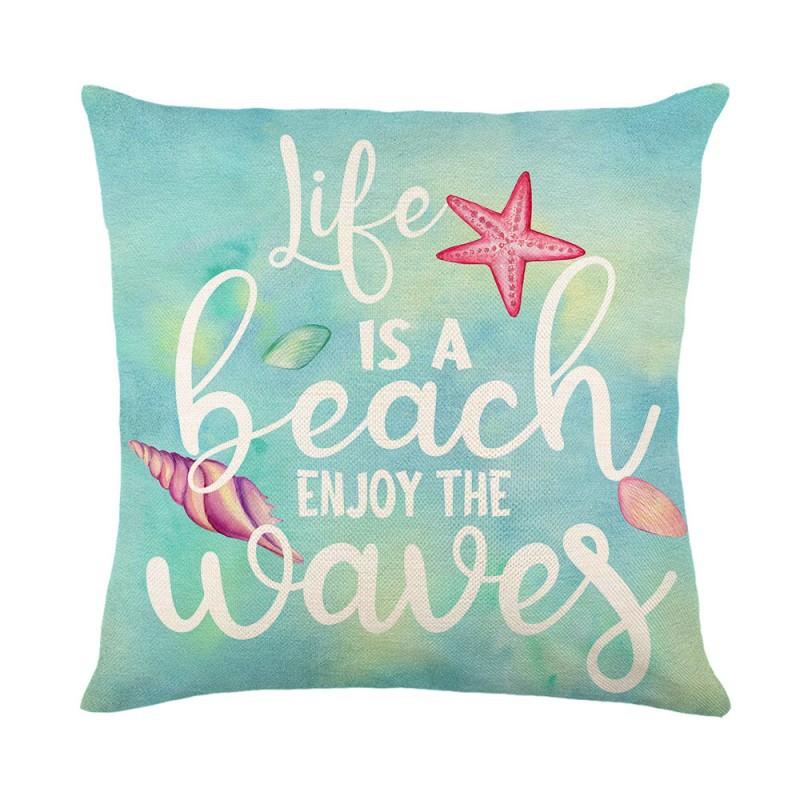 New Summer Ocean Series Pillowcases Linen Print Simple Fashion Home Fabric Living Room