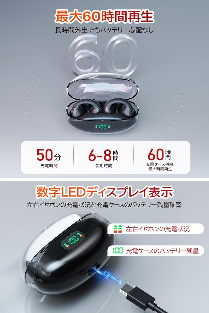 Bluetooth Wireless Earbuds New Development Bone Conduction Innovation Ear Cuff Ear Cuff Bluetooth 60 Hours Call Noise Sound Automatic Sound Leakage