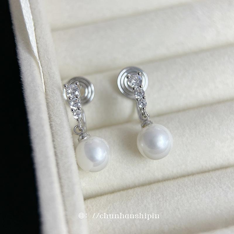 Pearl mosquito coil disc ear clips women's simple and versatile design without ear piercings niche Korean gentle temperament stud earrings