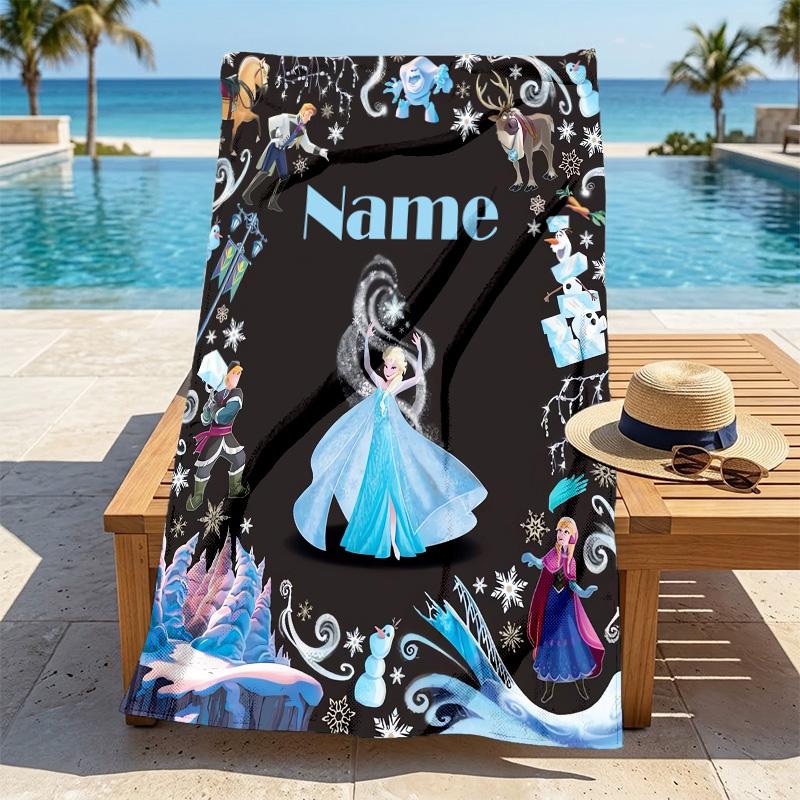 Custom Name Princess Garden Stylish Digital Printing Beach Towel Quick‑Drying Absorbent Blanket for Beach Pool Gym Travel