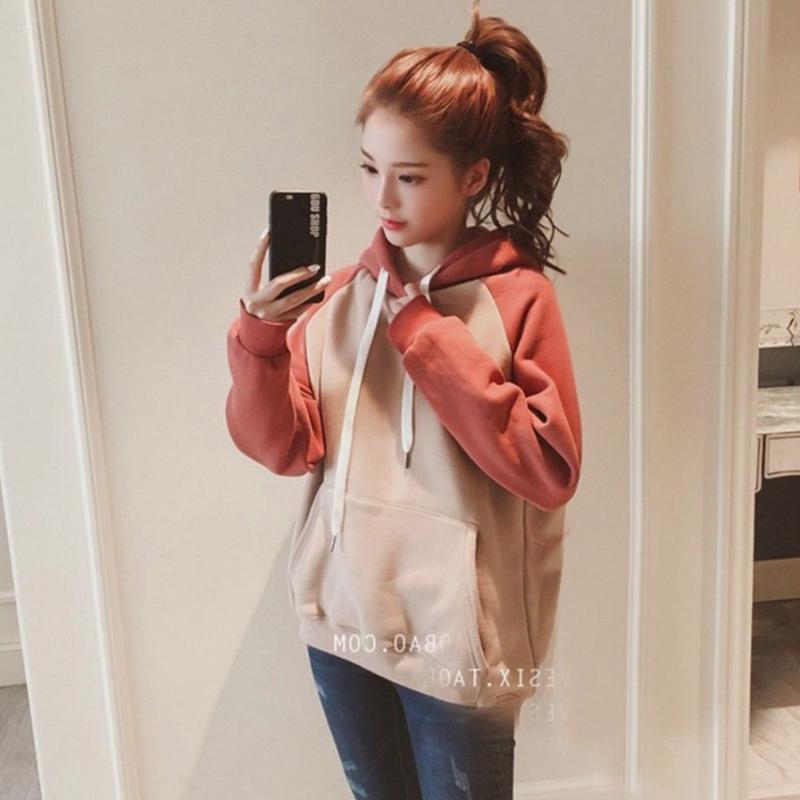 Buy Women Loose Fleece Lined Long Sleeve Hooded Casual Tops Buy Women Loose Fleece Lined Long Sleeve Hooded Casual Tops