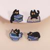 Cute Cats Animal Collection Enamel Pins Cartoon Kitten Elf Happiness Potion Cat Reading Book Brooches Lapel Badge Jewelry Gifts