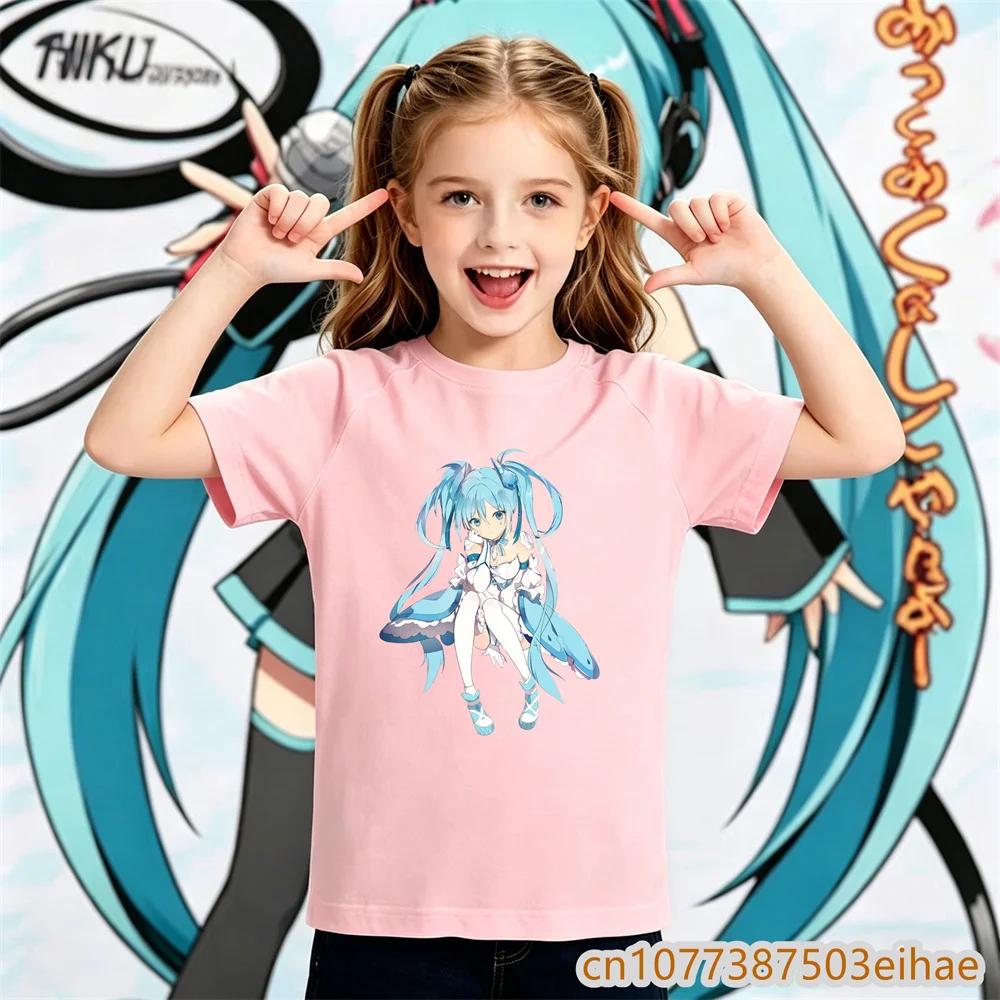 Hatsune Miku Anime Future Peripheral Collaboration Pure Cotton COS Anime Cartoon Printed Boy and Girl New Casual Tshirt