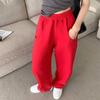 Lose Breite Bein Hosen 2022 Herbst frauen Rot Jogginghose Hohe Taille Lose Hosen frauen Mode Straße Gerade Hosen