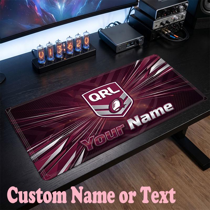 Queensland Maroons Customized Name Text Mouse Pad, Large Desk Mouse Mat Personalized Home Office Present