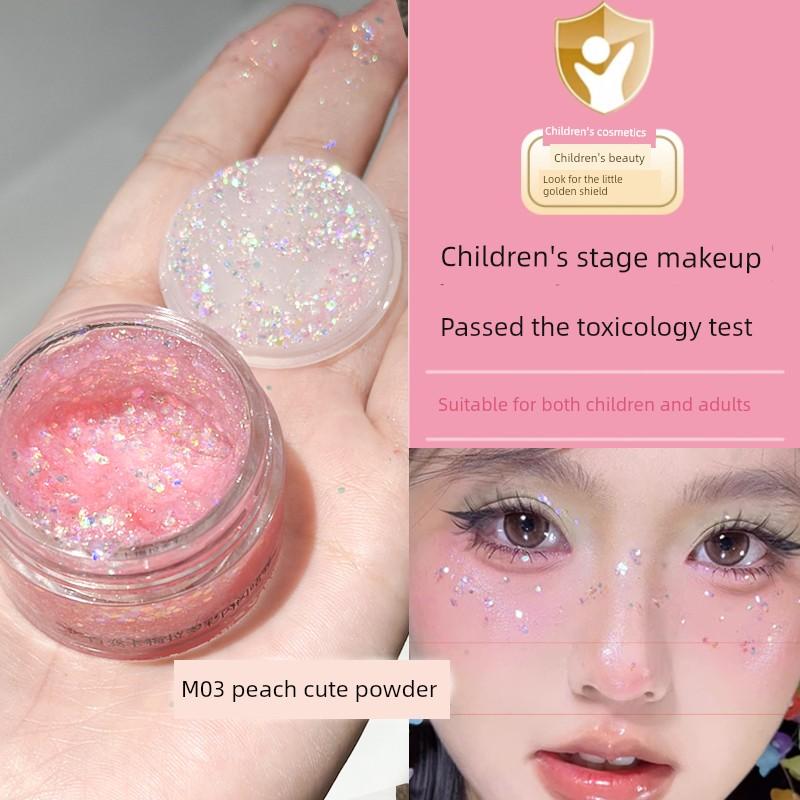 Face-Sticking Children's Stage Makeup Glitter Eyeshadow Sparkling Glitter Powder for June 1St Performance Special Small Gold Shield Cosmetics