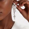 Exquisite Rhinestone Flower Long Drop Earrings - Eye-Catching Party Accessories