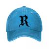 Gothic Monogram Letter R Emblem  New Vintage Washed Cotton Baseball Cap Sun Hats