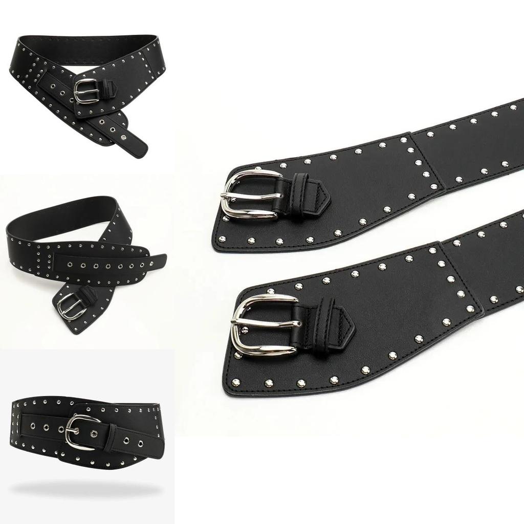 Vintage Irregular Wide Waist Belt With Alloy Buckle For Denim Pants Fashion Accessories
