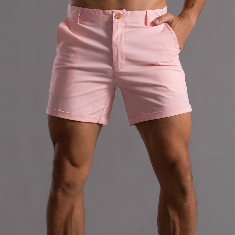 Men Solid Color Slim Fit Casual Shorts