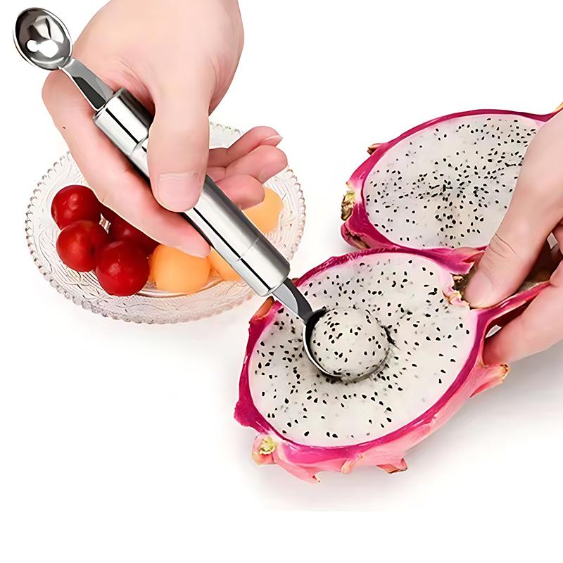 כף לפסול בפרי מפלדת אל-חלד גלי כדורית לעיצוב כלי פיסול והוצאת כדורים DIY גאדג'טים למטבח קל לניקוי