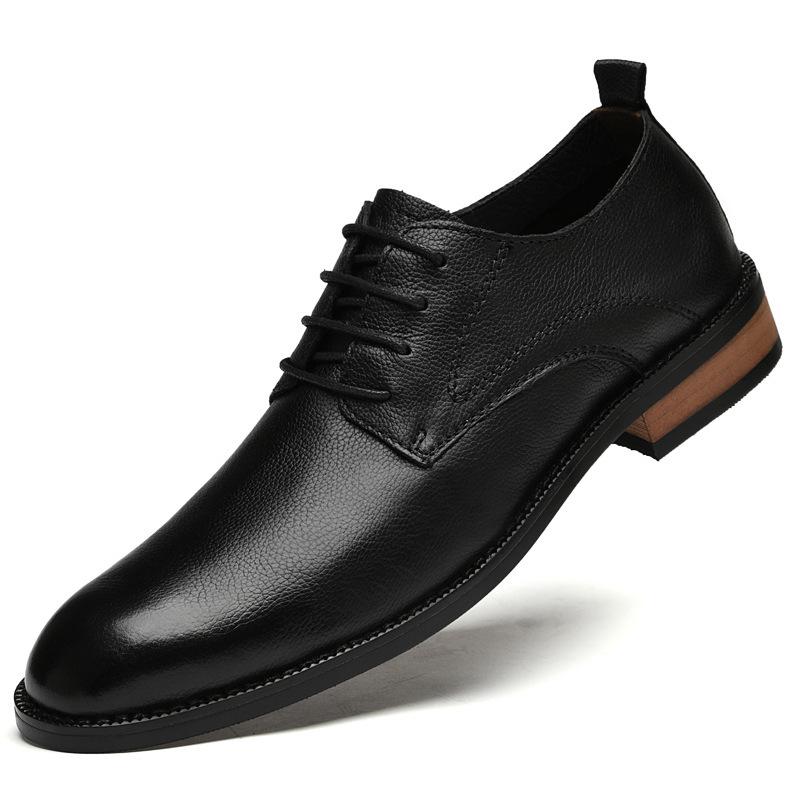 

New bottom polish British style dress leather shoes men s business casual leather shoes low-top leathershoes 36 чёрный