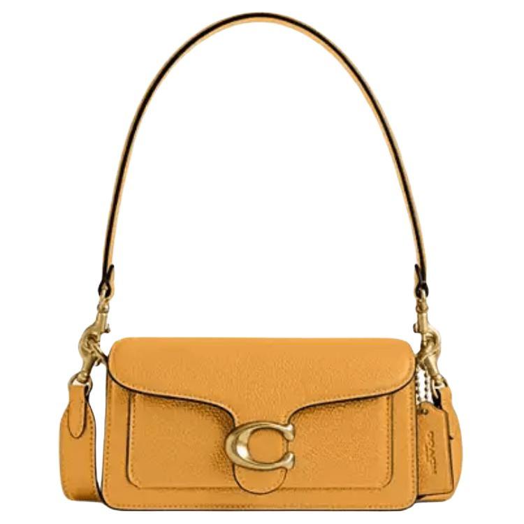 Coach Tabby 20 Logo Snap Closure Polished Pebble Leather Handheld Crossbody Shoulder Bag Small Women handbags Mustard-Yellow CY201-B4P01