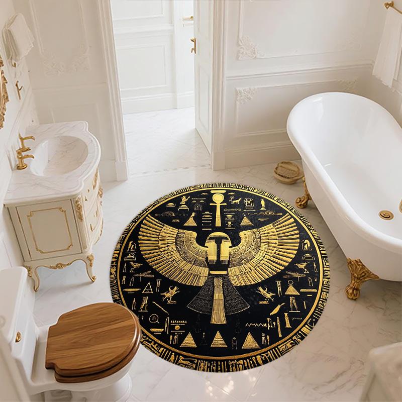 Ancient Egyptian Pattern  Round Area Rug,Carpet Rug for Living Room Bedroom Sofa Playroom Decor,Non-slip Floor Mat