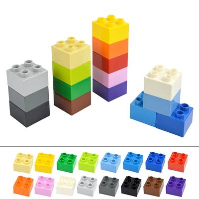 10 Pezzi 2X2 Punti Grande Dimensione Colorati Blocchi da Costruzione Figure Grandi Mattoncini Spessi Stampa Giocattoli Educativi per Bambini Compatibili con Duploes