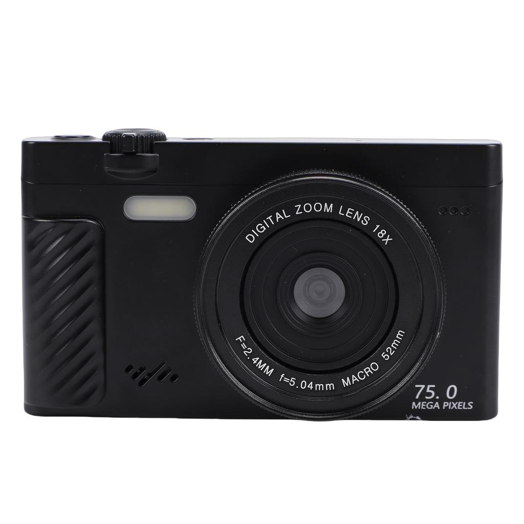 Digital Camera 4K 75MP 18X Zoom WiFi Mirrorless Camera with 3.0 Inch Flip Screen APP Beautify Function for Travel