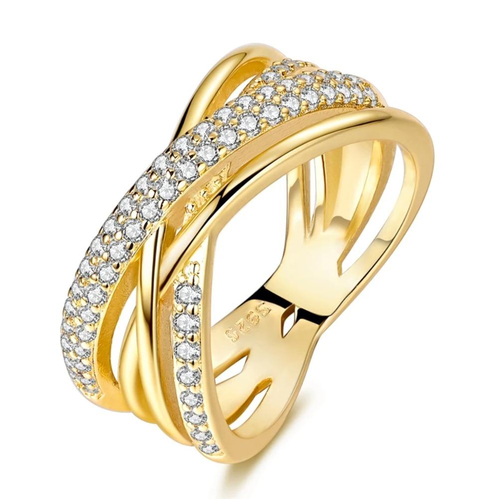 925 Silver Shine Zircon Ring Original Stone Multi Layer Wide Rings For Women Fine Jewelry Wedding Party Gift